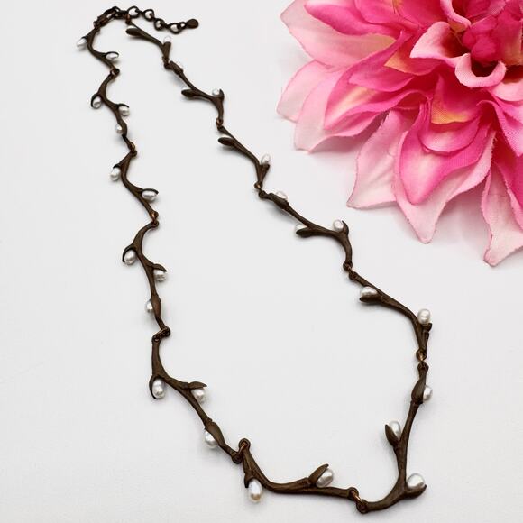 Michael Michaud “Silver Seasons” Catkin Willow Necklace Branch With Real Pearls - Picture 6 of 10